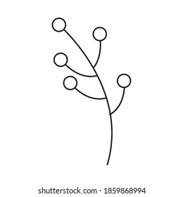 leaves line icon style, branch berries nature vector illustration