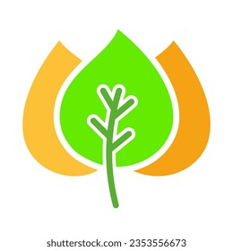 Leaves line icon. Unity with nature, greenery, tree, outdoor recreation, picnic. Vector colored icon on a white background for business