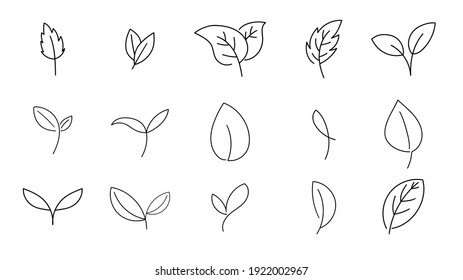 Leaves Line Set Isolated On White Background , Vector Illustration EPS 10