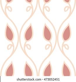 Leaves linear wavy pattern, nature, mesh, seamless vector background.