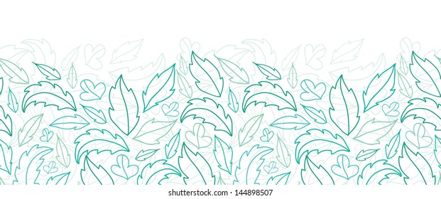 Leaves lineart horizontal seamless pattern background