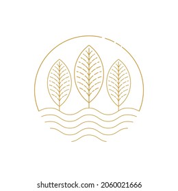 Leaves logo design inspiration, leaves logo design with River linear style isolated on white background