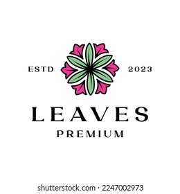 Leaves Logo Design Organic Plant Emblem Vector illustration Badge Symbol Icon