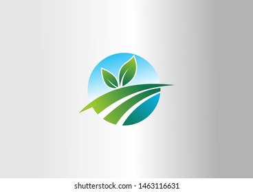 Leaves logo design. Shape leaves eco green blue grow health care logo design idea concept.