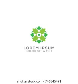 Leaves Logo Design Vector with Round Line