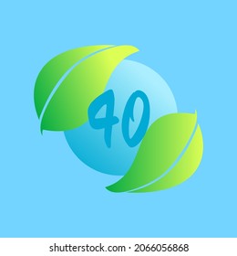 Leaves logo icon with number vector illustration suitable for multiple purpose
