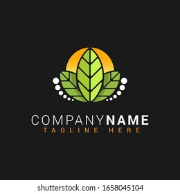 Leaves of logo on black background