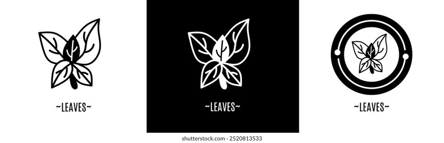 Hojas logo conjunto. Colección de logos en blanco y negro. Vector de acciones.