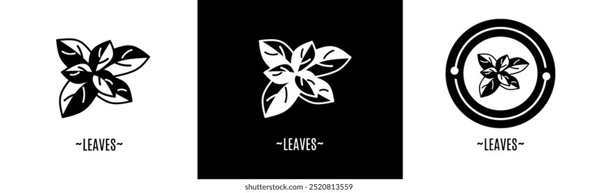 Hojas logo conjunto. Colección de logos en blanco y negro. Vector de acciones.