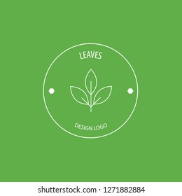 leaves logo. simple template design vector. green nature symbol. editable stroke