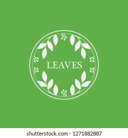 leaves logo. simple template design vector. green nature symbol.editable stroke