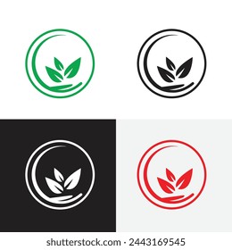 leaves logo vector. editable green black white read logos eps