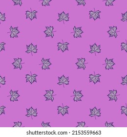 Leaves maple engraved seamless pattern. Vintage background botanical with canadian foliage in hand drawn style. Vector repeated color design texture for print, fabric, wrapping, wallpaper, tissue.