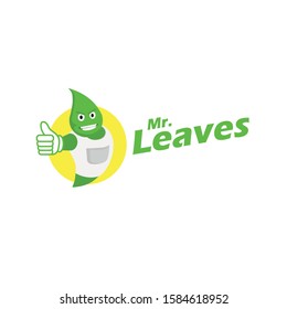 Leaves Mascot Logo For Cleaning, Garden, Enviromental Service, You Can Use This For Your Product Or Company