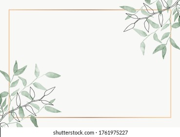 Leaves Minimalistic Vector Frame Hand Drawing Stock Vector (Royalty ...