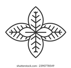 Leaves of mint, aromatic plant for cooking and preparing dishes. Tasty and fragrant foliage, gardening and buying ingredients for food. Isolated monochrome outline icon. Vector in flat style