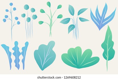 Leaves model ,fantasy leaves background template vector illustration flat design