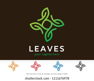 Leaves Monogram Logo Symbol Template Design Vector, Emblem, Design Concept, Creative Symbol, Icon