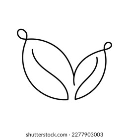Leaves monoline icon. One line leaves icon. Vector editable stroke.