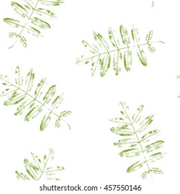 Leaves of mountain ash. Seamless pattern with leaf prints. Vector illustration.