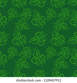 Leaves of mulberry - green seamless background in hand-drawn style usable as backdrop, wallpaper, print for textile or wrapping paper