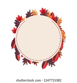 leaves nature autumn label sticker