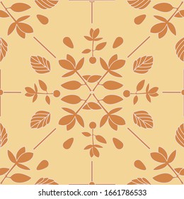 Leaves Nature Collection Illustration Seamless Pattern Background 02