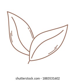 leaves nature foliage organic icon in brown line vector illustration