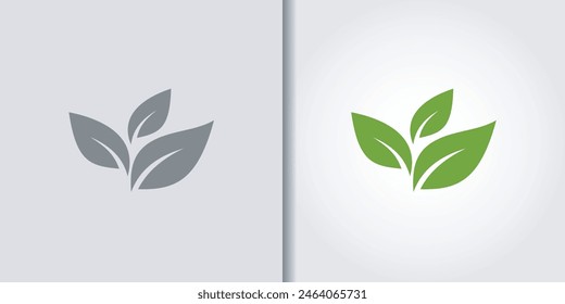 leaves nature logo set vector