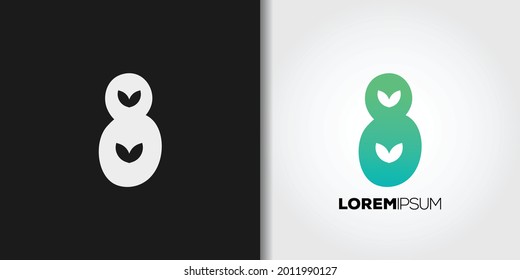 leaves number 8 logo template vector art