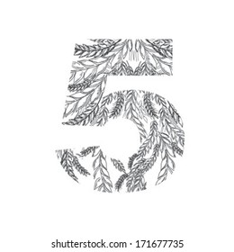 Leaves number five. Ears of wheat. Eco design