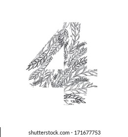Leaves number four. Ears of wheat. Eco design