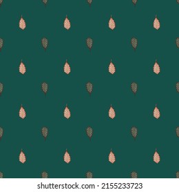 Blätter Eiche graviert nahtlose Muster. Vintage-Hintergrund botanisch mit Waldblättern im handgezeichneten Stil. Vektor mehrfarbige Design Textur für Druck, Stoff, Verpackung, Tapete, Gewebe.
