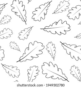 The leaves of the oak tree are black. Vector seamless pattern.