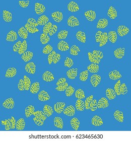 leaves on a blue background