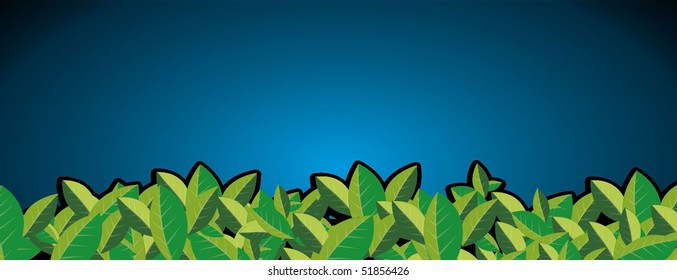 Leaves on blue gradient