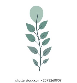 Leaves on a branch, colored. Cute illustration, vector, color, simple. Cartoon, flat. Isolated on white background