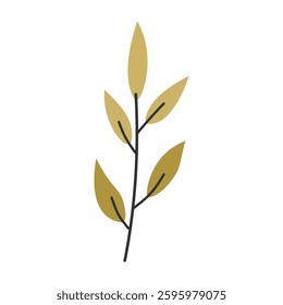 Leaves on a branch, colored. Cute illustration, vector, color, simple. Cartoon, flat. Isolated on white background