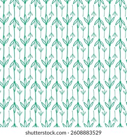 Leaves On Branch Seamless Vector Pattern Design