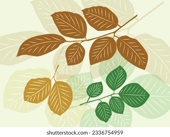 leaves on branches. rustic style. vector. nature. autumn
