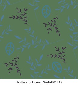 The leaves on the branches are two colors: dark blue and light blue. Dark blue branches have small, oval leaves that are arranged alternately on both sides. 