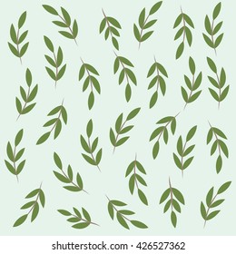 Hojas sobre fondo verde. 