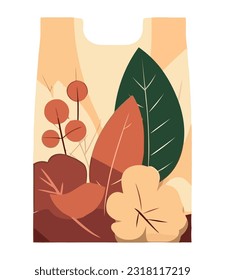 leaves on shopping bag icon isolated