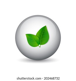 Leaves on sphere. Safe nature concept. Eco concept. EPS10 vector