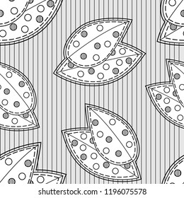 Leaves on a striped background. Pattern black and white.