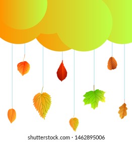 Leaves on threads like rain. Leaves are falling. Autumn has come. Yellow September, red November. School time