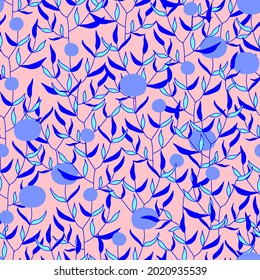 leaves on twigs. branch with berries and foliage vector seamless pattern black, white, orange 