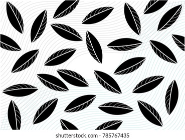 Leaves on the wave background pattern.