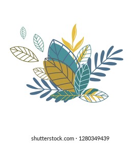 Leaves on a white isolated background. Elements for design. Vector image