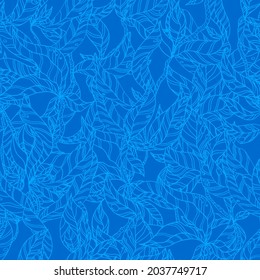 leaves on wooden twigs vector seamless pattern white